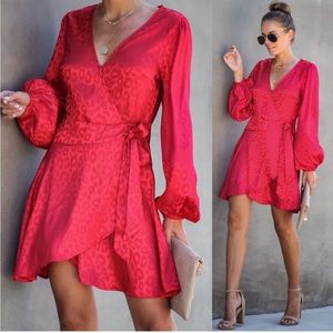 NEW VICI SCARLET EMBOSSED LEOPARD DRESS, S